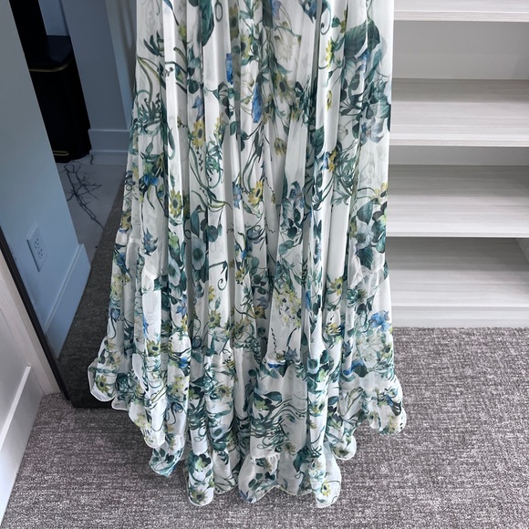 Worn Once Mac Duggal Floral Chiffon Lace Up Gown - Picture 5 of 10